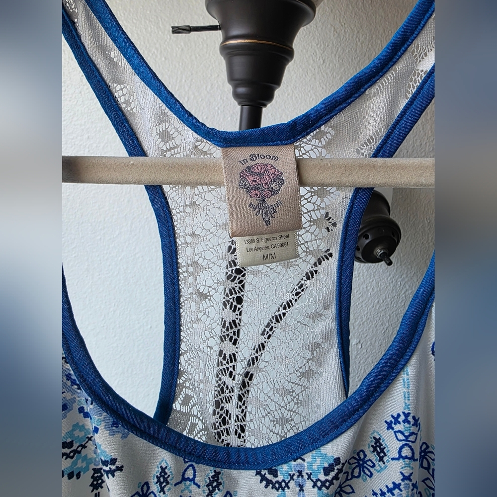 In Bloom Blue And Orange Patterned Tank Tops View 3